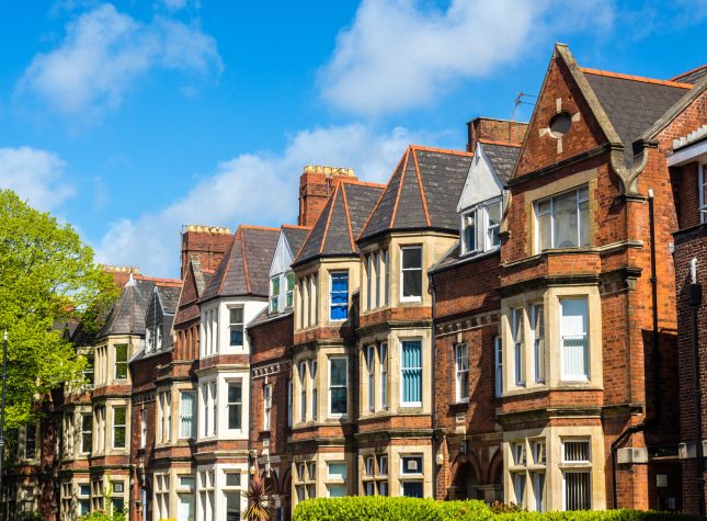 Typical residential brick houses in Cardiff, Wales